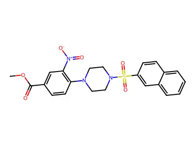 Methyl 4-[4-(2-naphthylsulfonyl)piperazino]-3-nitrobenzenecarboxylate structure