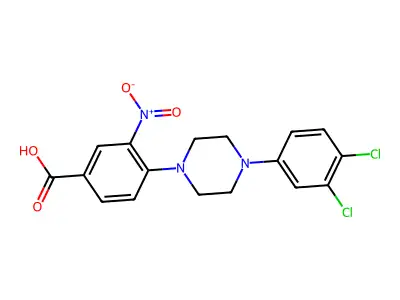 4-[4-(3,4-Dichlorophenyl)piperazino]-3-nitrobenzenecarboxylic acid structure