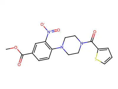 Methyl 3-nitro-4-[4-(2-thienylcarbonyl)piperazino]benzenecarboxylate structure