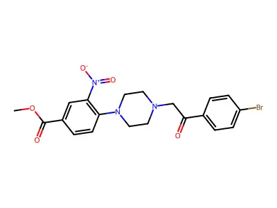 Methyl 4-{4-[2-(4-bromophenyl)-2-oxoethyl]piperazino}-3-nitrobenzenecarboxylate structure
