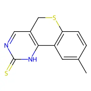 9-methyl-5H-thiochromeno[4,3-d]pyrimidin-2-ylhydrosulfide structure