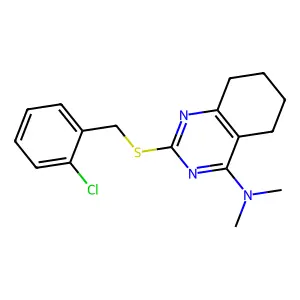 N-{2-[(2-chlorobenzyl)sulfanyl]-5,6,7,8-tetrahydro-4-quinazolinyl}-N,N-dimethylamine structure