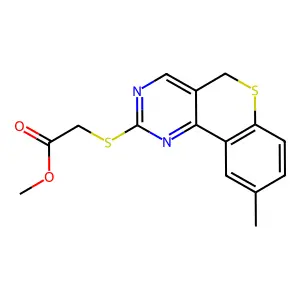 methyl 2-[(9-methyl-5H-thiochromeno[4,3-d]pyrimidin-2-yl)sulfanyl]acetate structure