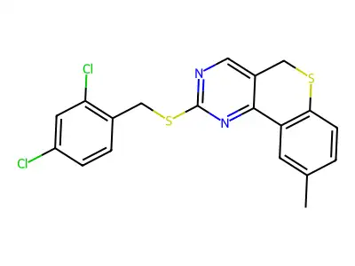 2-[(2,4-dichlorobenzyl)sulfanyl]-9-methyl-5H-thiochromeno[4,3-d]pyrimidine structure