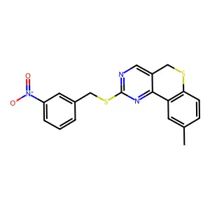 9-methyl-2-[(3-nitrobenzyl)sulfanyl]-5H-thiochromeno[4,3-d]pyrimidine structure