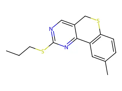 9-methyl-5H-thiochromeno[4,3-d]pyrimidin-2-yl propyl sulfide structure
