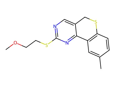 methyl 2-[(9-methyl-5H-thiochromeno[4,3-d]pyrimidin-2-yl)sulfanyl]ethyl ether structure