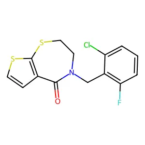 4-(2-chloro-6-fluorobenzyl)-3,4-dihydrothieno[3,2-f][1,4]thiazepin-5(2H)-one structure