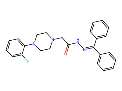 N'-(diphenylmethylene)-2-[4-(2-fluorophenyl)piperazino]acetohydrazide structure