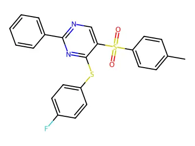 4-[(4-Fluorophenyl)sulfanyl]-2-phenyl-5-pyrimidinyl 4-methylphenyl sulfone structure