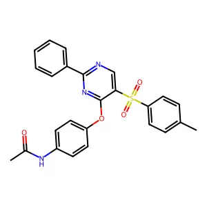 N-[4-({5-[(4-methylphenyl)sulfonyl]-2-phenyl-4-pyrimidinyl}oxy)phenyl]acetamide structure