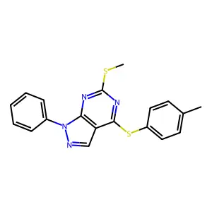 4-(4-Methylphenyl)sulfanyl-6-methylsulfanyl-1-phenylpyrazolo[3,4-d]pyrimidine structure