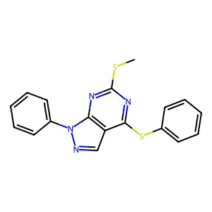 methyl 1-phenyl-4-(phenylsulfanyl)-1H-pyrazolo[3,4-d]pyrimidin-6-yl sulfide structure