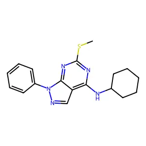 N-cyclohexyl-6-(methylsulfanyl)-1-phenyl-1H-pyrazolo[3,4-d]pyrimidin-4-amine structure