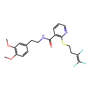 N-(3,4-dimethoxyphenethyl)-2-[(3,4,4-trifluoro-3-butenyl)sulfanyl]nicotinamide structure