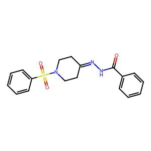 N'-[1-(phenylsulfonyl)-4-piperidinylidene]benzenecarbohydrazide structure