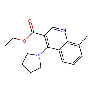 Ethyl 8-methyl-4-(1-pyrrolidinyl)-3-quinolinecarboxylate structure
