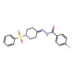 4-fluoro-N'-[1-(phenylsulfonyl)-4-piperidinylidene]benzenecarbohydrazide structure