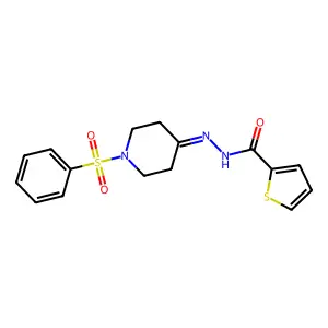N'-[1-(phenylsulfonyl)-4-piperidinylidene]-2-thiophenecarbohydrazide structure
