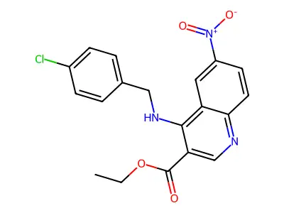 Ethyl 4-[(4-chlorobenzyl)amino]-6-nitro-3-quinolinecarboxylate structure
