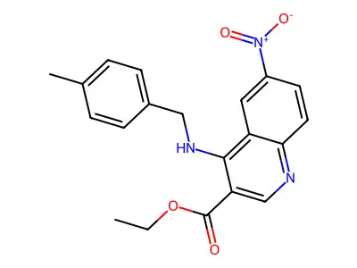 Ethyl 4-[(4-methylbenzyl)amino]-6-nitro-3-quinolinecarboxylate structure