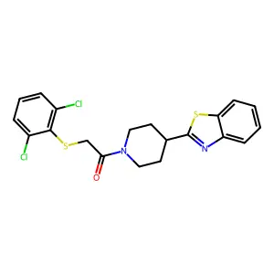 1-[4-(1,3-benzothiazol-2-yl)piperidino]-2-[(2,6-dichlorophenyl)sulfanyl]-1-ethanone structure