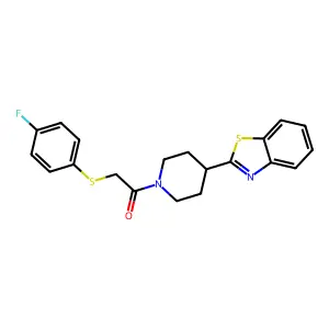 1-[4-(1,3-Benzothiazol-2-yl)piperidino]-2-[(4-fluorophenyl)sulfanyl]-1-ethanone structure