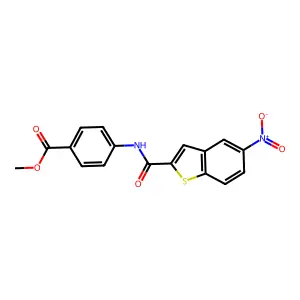 Methyl 4-{[(5-nitro-1-benzothiophen-2-yl)carbonyl]amino}benzenecarboxylate structure