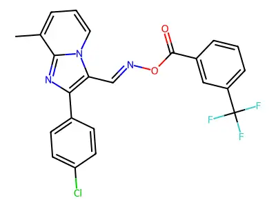 [[2-(4-chlorophenyl)-8-methylimidazo[1,2-a]pyridin-3-yl]methylideneamino] 3-(trifluoromethyl)benzoate structure