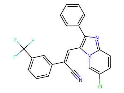 (Z)-3-(6-chloro-2-phenylimidazo[1,2-a]pyridin-3-yl)-2-[3-(trifluoromethyl)phenyl]-2-propenenitrile structure