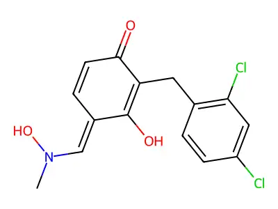 (E)-({3-[(2,4-dichlorophenyl)methyl]-2,4-dihydroxyphenyl}methylidene)(methyl)oxidoazanium structure