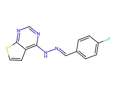 1-[(4-Fluorophenyl)methylidene]-2-{thieno[2,3-d]pyrimidin-4-yl}hydrazine structure