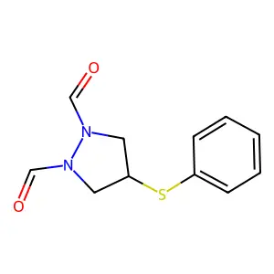 4-(phenylsulfanyl)dihydro-1H-pyrazole-1,2(3H)-dicarbaldehyde structure