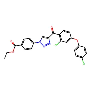 Ethyl 4-[4-[2-chloro-4-(4-chlorophenoxy)benzoyl]triazol-1-yl]benzoate structure