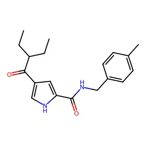 4-(2-ethylbutanoyl)-N-[(4-methylphenyl)methyl]-1H-pyrrole-2-carboxamide structure