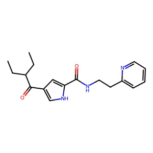 4-(2-ethylbutanoyl)-N-[2-(2-pyridinyl)ethyl]-1H-pyrrole-2-carboxamide structure
