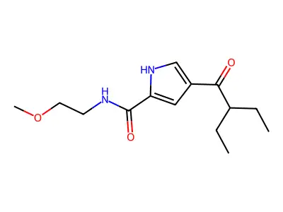 4-(2-ethylbutanoyl)-N-(2-methoxyethyl)-1H-pyrrole-2-carboxamide structure
