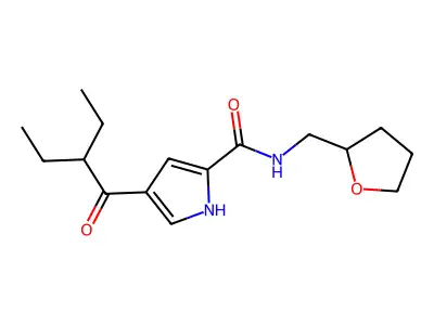4-(2-ethylbutanoyl)-N-(tetrahydro-2-furanylmethyl)-1H-pyrrole-2-carboxamide structure