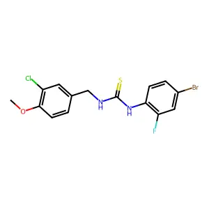 N-(4-bromo-2-fluorophenyl)-N'-(3-chloro-4-methoxybenzyl)thiourea structure