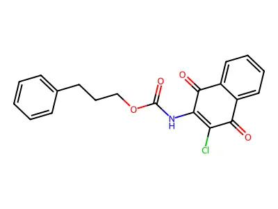 3-phenylpropyl N-(3-chloro-1,4-dioxonaphthalen-2-yl)carbamate structure