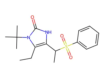 1-(tert-butyl)-5-ethyl-4-[1-(phenylsulfonyl)ethyl]-1,3-dihydro-2H-imidazol-2-one structure