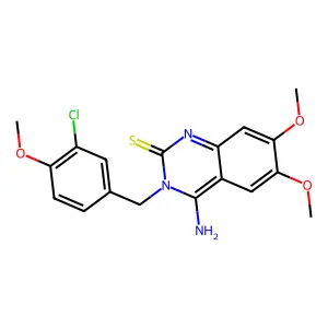 3-(3-chloro-4-methoxybenzyl)-4-imino-6,7-dimethoxy-3,4-dihydro-2(1H)-quinazolinethione structure