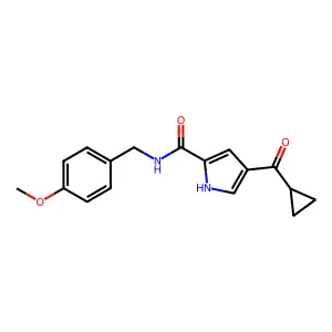 4-(cyclopropylcarbonyl)-N-(4-methoxybenzyl)-1H-pyrrole-2-carboxamide structure