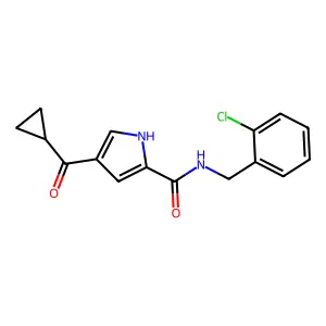 N-(2-chlorobenzyl)-4-(cyclopropylcarbonyl)-1H-pyrrole-2-carboxamide structure