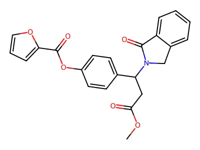 4-[3-methoxy-3-oxo-1-(1-oxo-1,3-dihydro-2H-isoindol-2-yl)propyl]phenyl 2-furoate structure