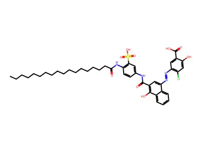 4-CHLORO-2-HYDROXY-5-[(E)-(4-HYDROXY-3-{[4-(STEAROYLAMINO)-3-SULFOANILINO]CARBONYL}-1-NAPHTHYL)DIAZENYL]BENZOIC ACID structure