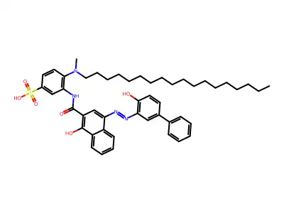 3-({1-HYDROXY-4-[(E)-(4-HYDROXY[1,1'-BIPHENYL]-3-YL)DIAZENYL]-2-NAPHTHOYL}AMINO)-4-[METHYL(OCTADECYL)AMINO]BENZENESULFONIC ACID structure