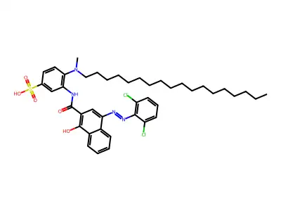 3-({4-[(E)-(2,6-DICHLOROPHENYL)DIAZENYL]-1-HYDROXY-2-NAPHTHOYL}AMINO)-4-[METHYL(OCTADECYL)AMINO]BENZENESULFONIC ACID structure