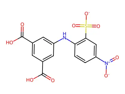 Sodium 2-(3,5-dicarboxyanilino)-5-nitrobenzenesulfonate structure