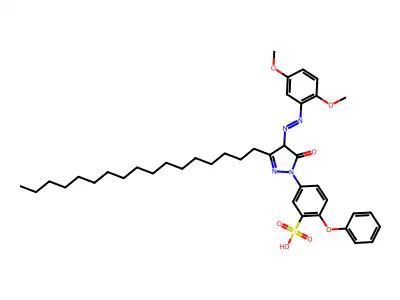 5-{4-[(E)-(2,5-dimethoxyphenyl)diazenyl]-3-heptadecyl-5-oxo-4,5-dihydro-1H-pyrazol-1-yl}-2-phenoxybenzenesulfonic acid structure